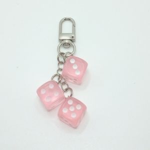Pink Dice keychain charm